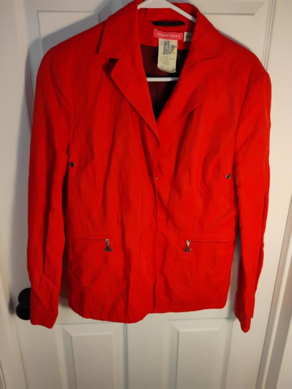 Apriori Red Nautical Jacket Blazer Anchor Zippers Size 10